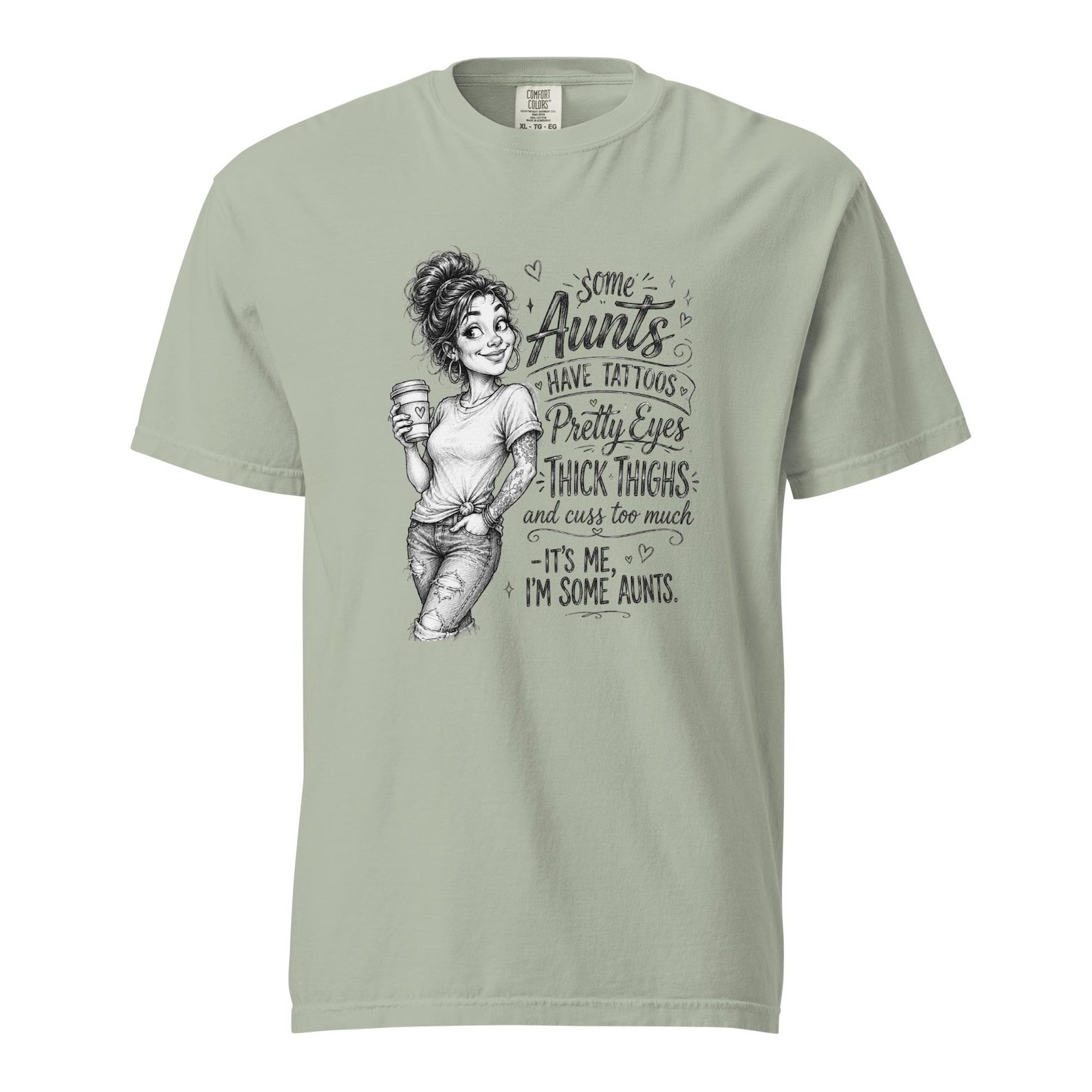 Tattooed Aunt Shirt on a Comfort Colors t-shirt