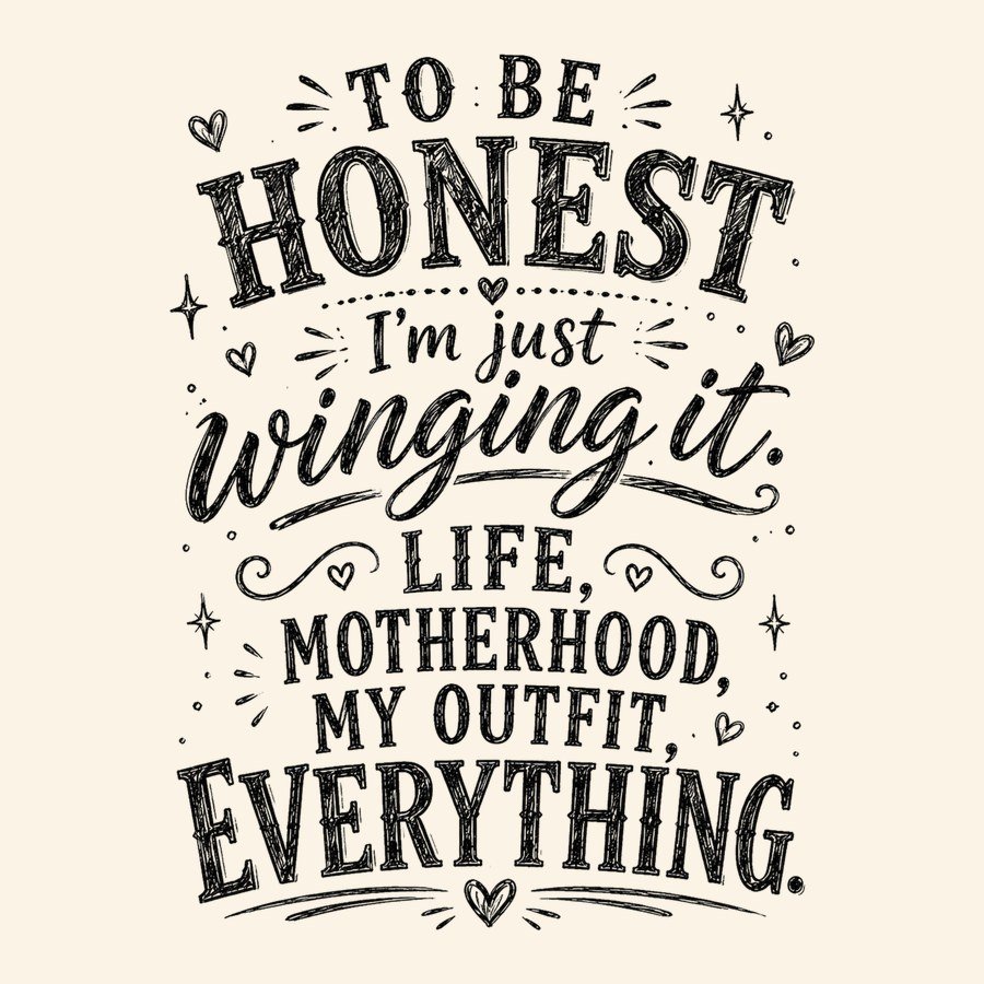 To be honest I'm just winging it hand lettered mom shirt design